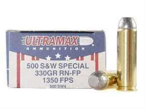 500 Smith & Wesson By Ultramax 500 S&W 330 Grain Round Nose Flat Point Per 20 Ammunition Md: 500SW4